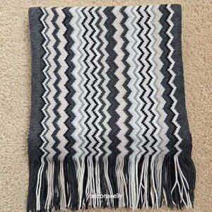 Missoni Zigzag Scarf Grey, Black, White, and Cream